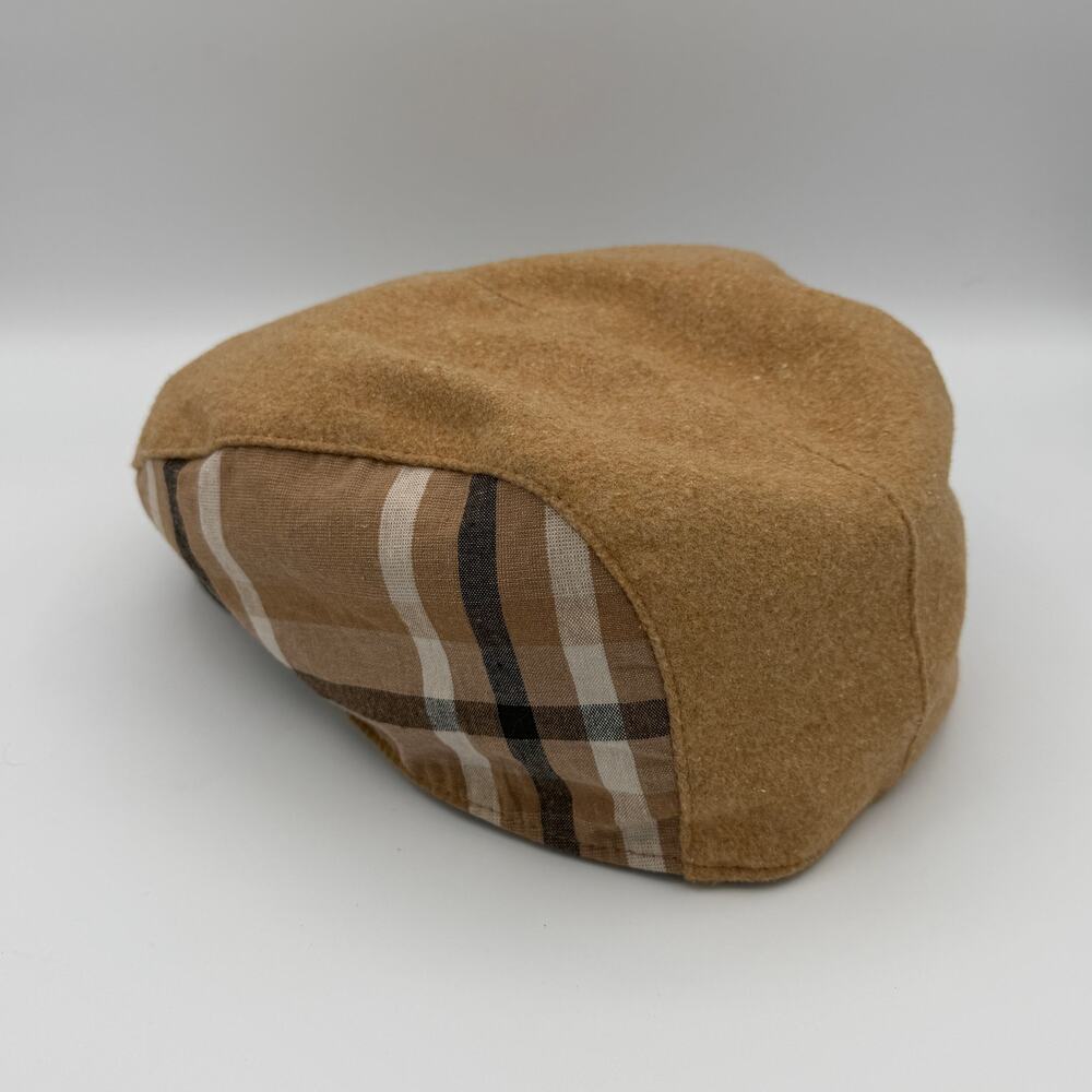 Stacy Adams Plaid Colorblock Ivy Flat Cap Tan Brown Driving Newsboy Hat - Picture 2 of 10